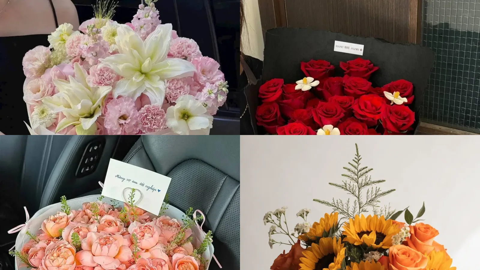 꽃다발 종류 총정리 — 모양 7가지·꽃 12가지·색조합 5가지