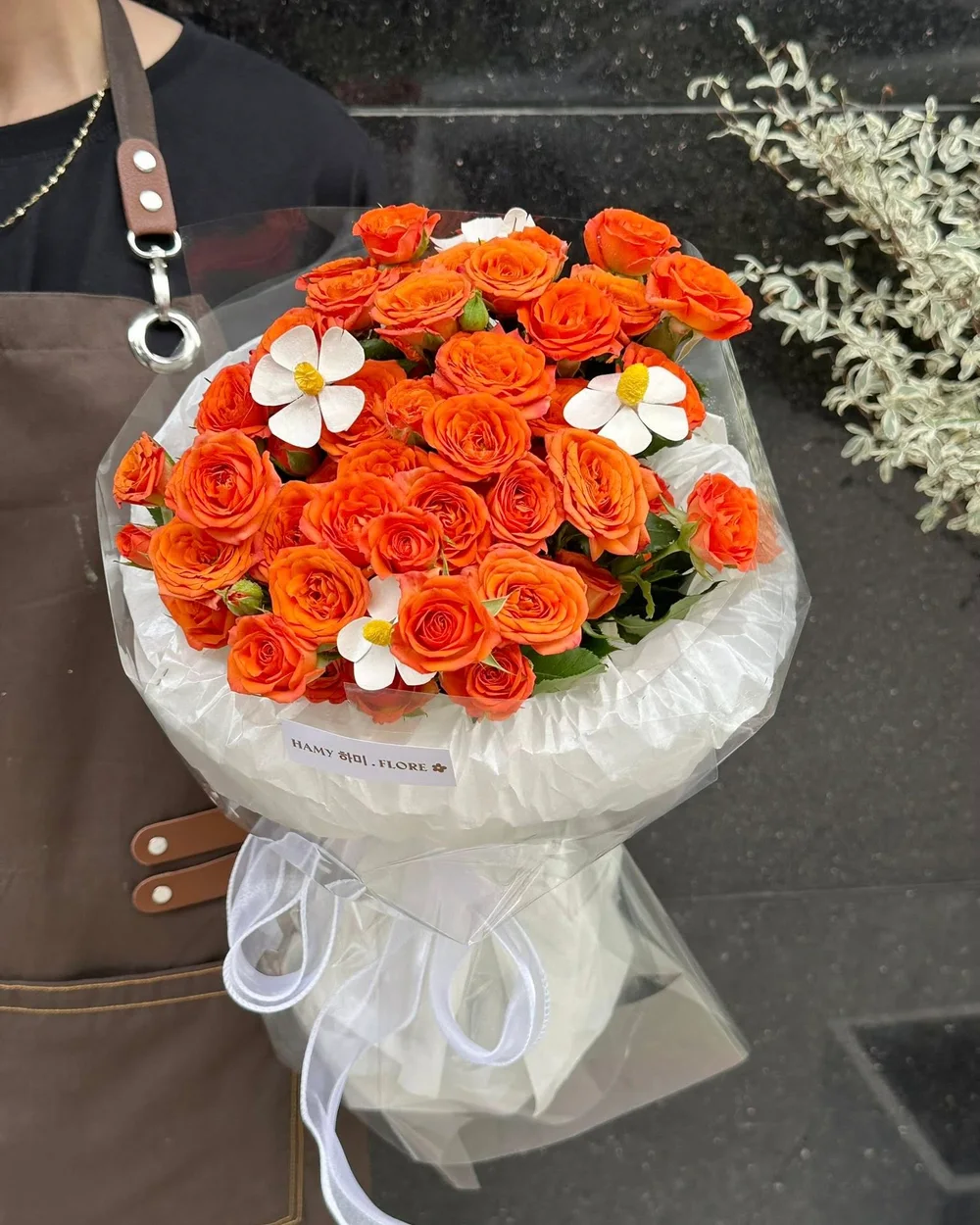 오렌지 로즈 부케