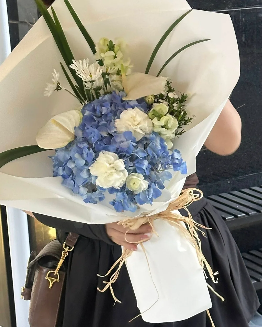 블루 수국 부케