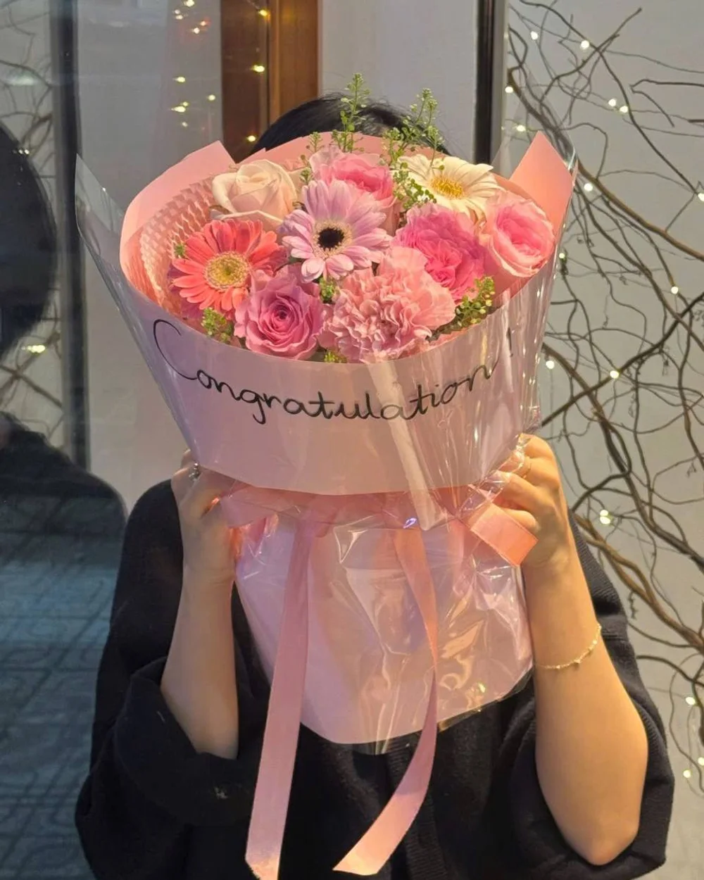 핑크 축하 거베라 부케